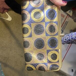 HOBO Circle Pattern Clutch in Gold and Black